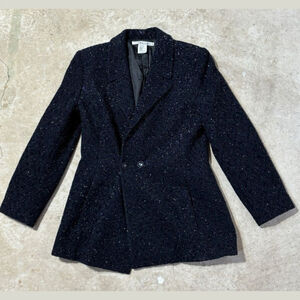 Luca Luca Black Sparkly Blazer Women’s Size Italy 48 US XL Button Front Jacket